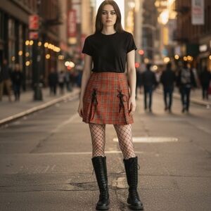 Lip Service Mini Skirt Plaid Sz M Goth Punk Schoolgirl Laceup‎ Pleated 6 8 Punk